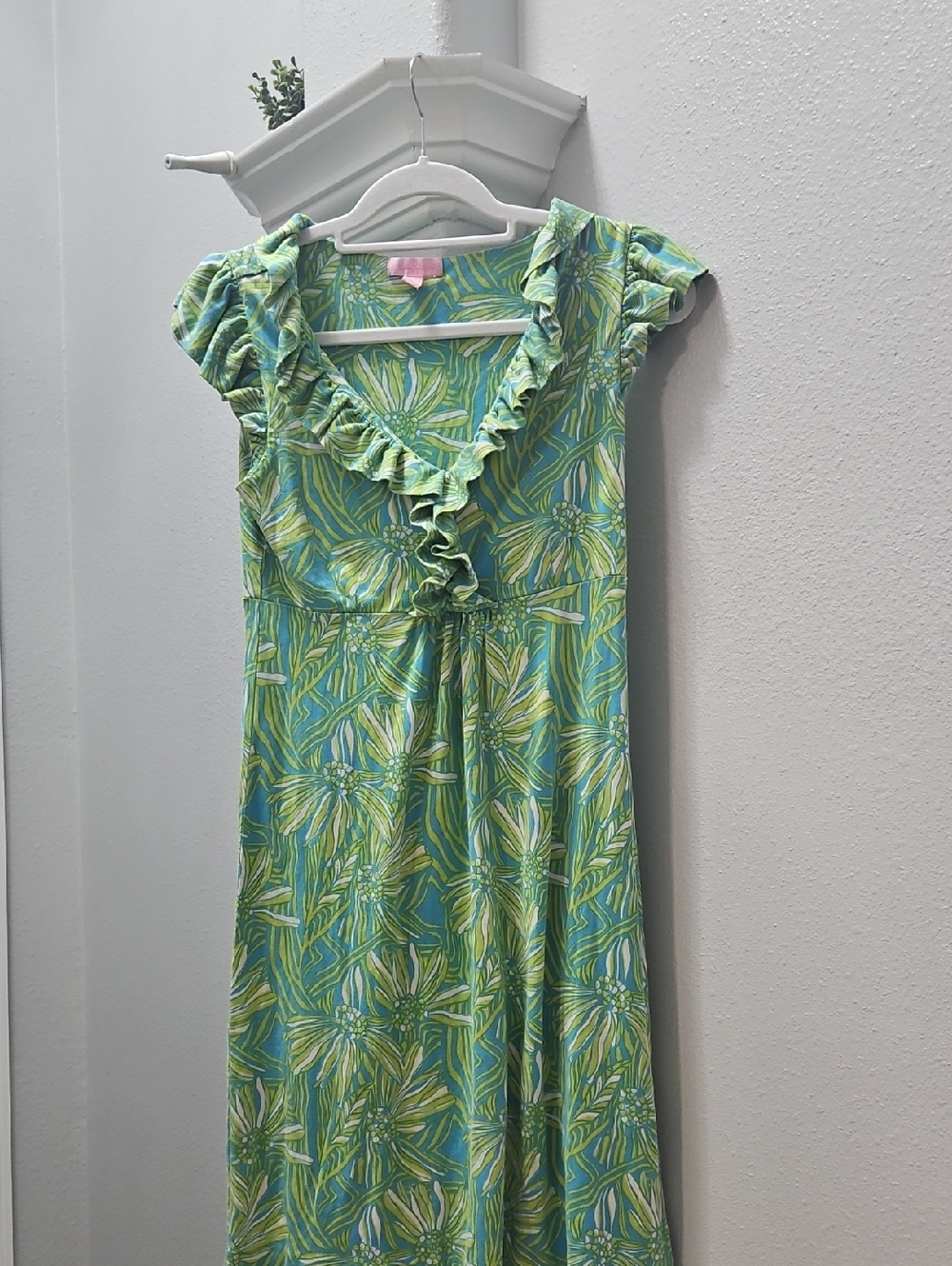 Lilly Pulitzer Blue and Green Tropical Print Dress